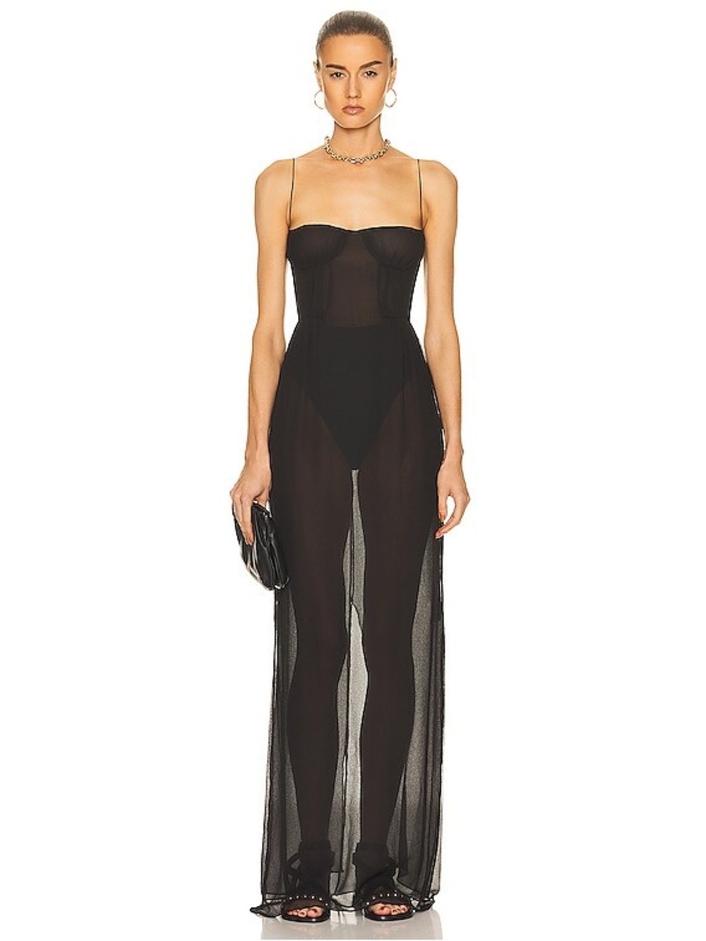 Christopher Esber black silk balconette dress *LINED*